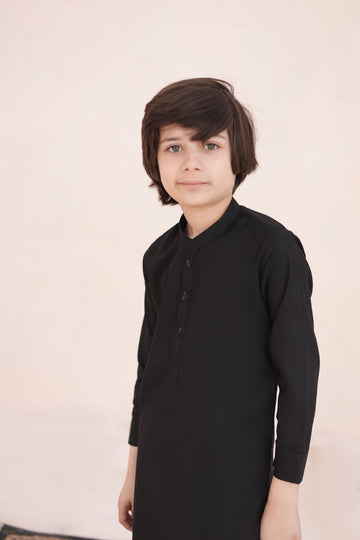 Jade Black Kurta and Trouser Set For Boys